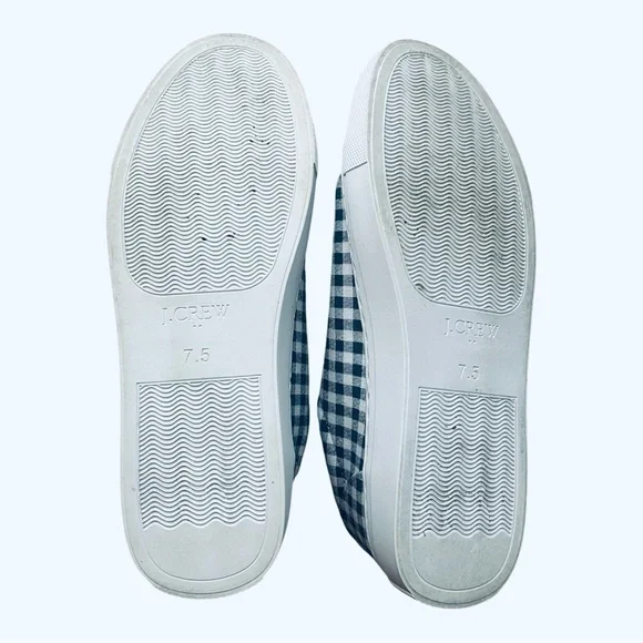 J.Crew casual walking Blue and White Gingham plaid canvas Sneakers Women’s 7.5 - Picture 16 of 16